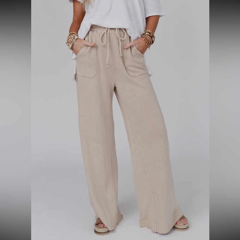 130 - Relaxing Robin Wide-Leg Pants Beige Womens - Picture 2 of 8